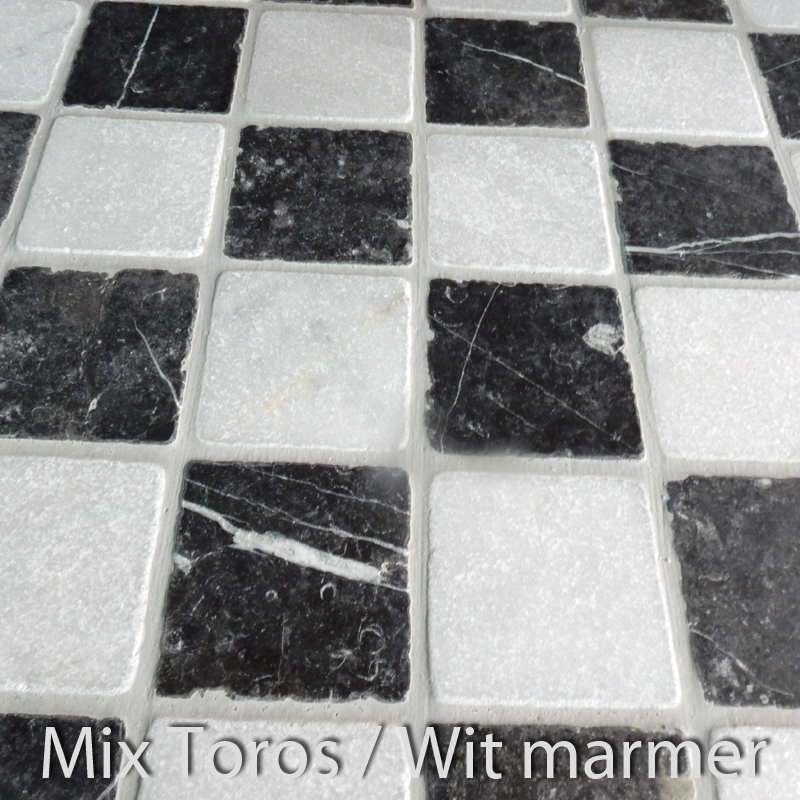 Toros Zwart / Wit  Marmer mix 20x20x1 cm
