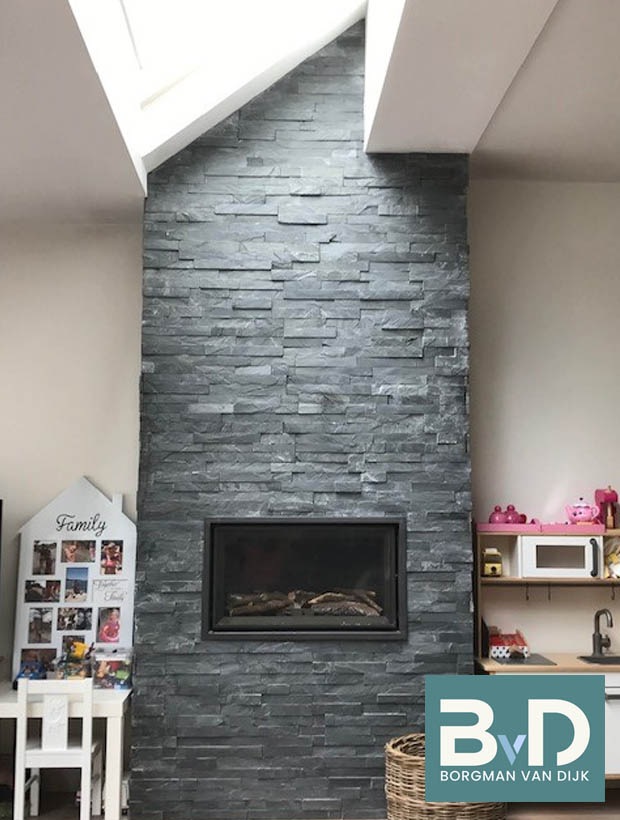 Black Slate Leisteen Flatpanel wandtegels of muurtegels, breukruw en z-vormig