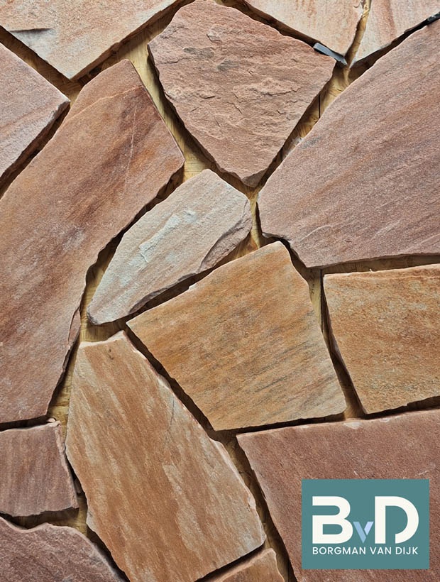 Brasil Rosso Flagstones dun 1-1,5 cm dik vloer en wandtegels voor binnen