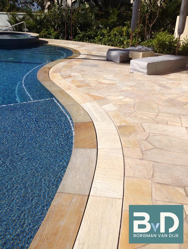 Brasil Yellow Flagstones zwembad