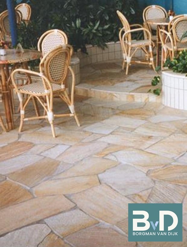 Brasil Yellow Flagstones formaat 2,5-5 cm terrastegels