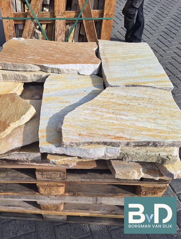 Brasil Yellow Flagstones grootformaat 4-6 cm dik Losse tegels2 Borgman van Dijk