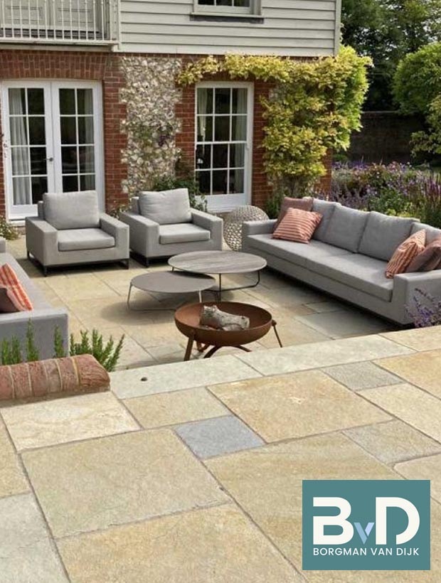 Castle Stone Beige Groot Wildverband Natural ca. 2,5 cm dik terrastegels