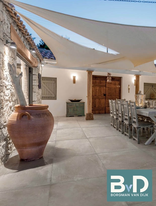 Ceramica 90x90x3 cm Concrete Basic Sand tuintegels terras
