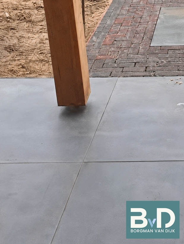 Ceramica 90x90x3 cm Concrete Black keramische tuintegels