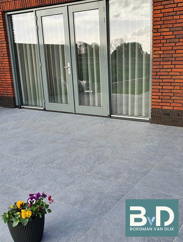Ceramica 90x90x3 cm Smoke Nuanced keramische tuintegels voor terras of oprit