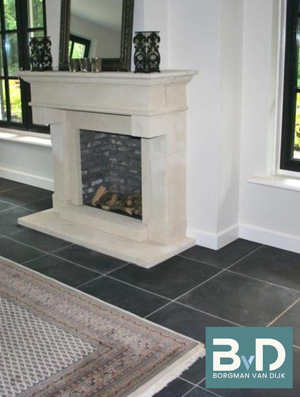 Desert Black Soft Finish leisteen 60x60x1,5 cm vloertegels zitkamer