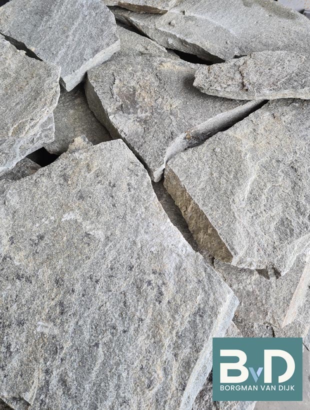 Kavala Flagstone Grijs terrastegels kwartsiet voor terras en tuin