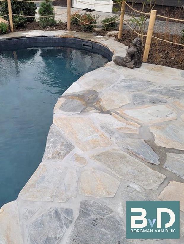 Kavala Flagstone Blauw-Grijs terrastegels kwartsiet antislip