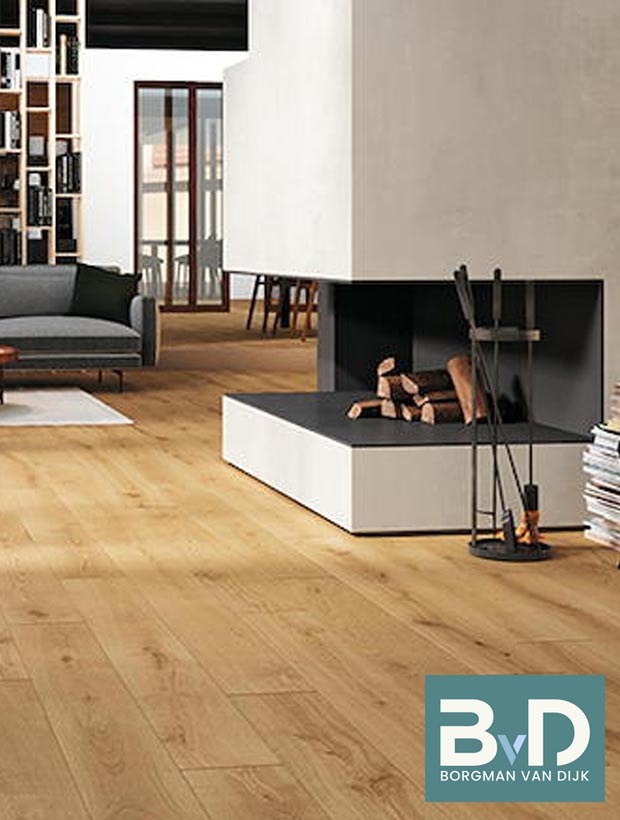 Keramisch Houtlook Padouk Beige Vloertegels Zitkamer