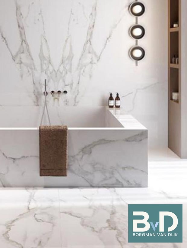 keramische binnentegels Statuario Polish 120x60 cm Badkamer