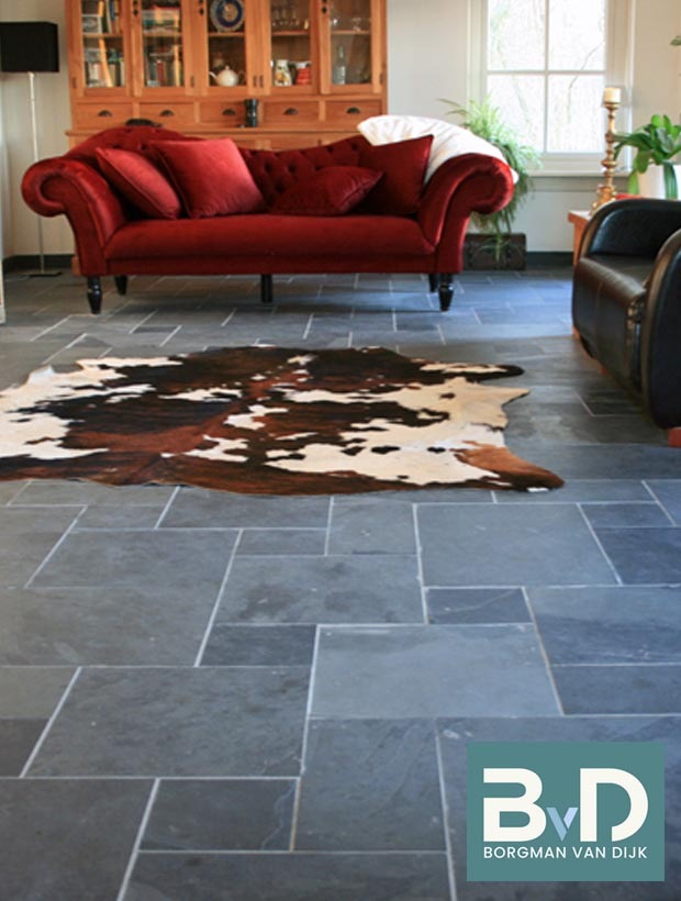 Mustang Leisteen Romaans Verband Black Slate vloertegels