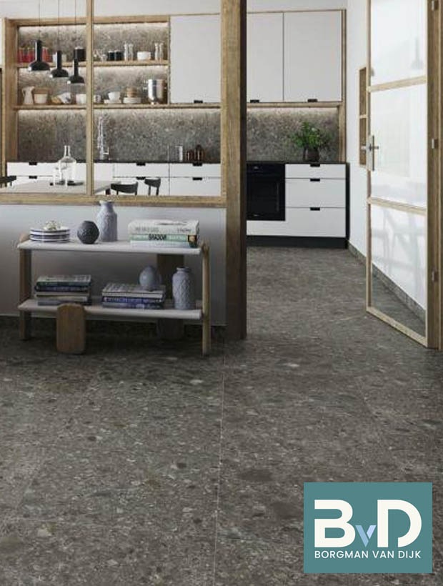 Nover Black 60x60 cm keramische vloertegels terrazolook black