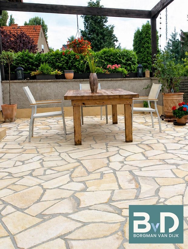 Mediterraanse Flagstones Solnhofer Yellow Terrastegels