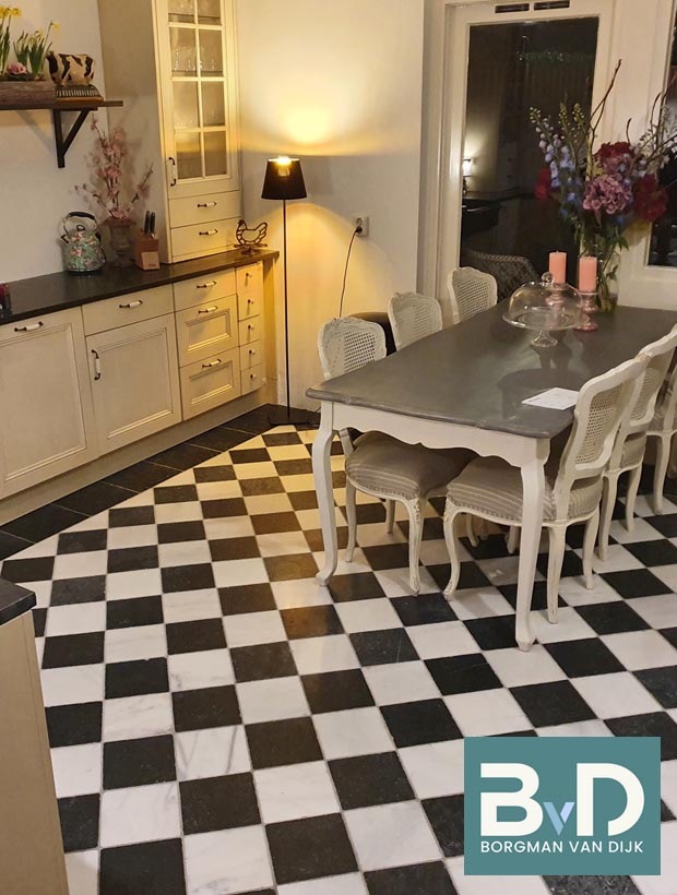 Zwart/Wit Marmer 20,3x20,3x1,2 cm vloer