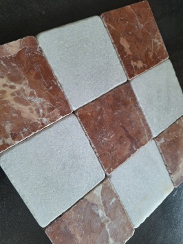 Rood / Wit Marmer 10x10x1,2 cm