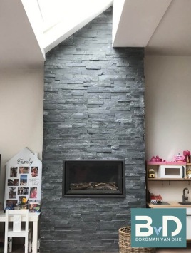 Black Slate Leisteen Flatpanel wandtegels of muurtegels, breukruw en z-vormig