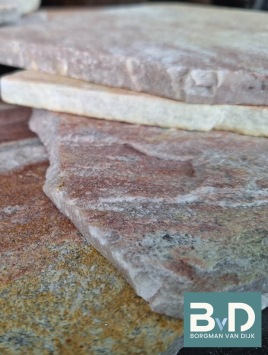 Brasil Rosso Flagstones dun 1-1,5 cm dik