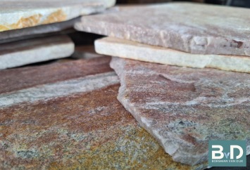Brasil Rosso Flagstones dun 1-1,5 cm dik