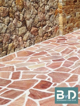 Brasil Rosso Flagstones dikformaat 2,5-5 cm dik