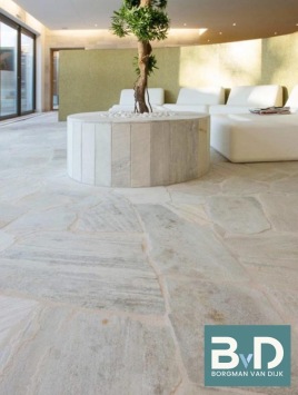 Brasil White Flagstones 1,5-3cm dik salon Borgman van Dijk Zwartebroek