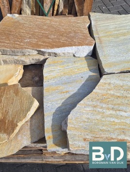 Brasil Yellow Flagstones grootformaat 4-6cm dik Losse tegels Borgman van Dijk