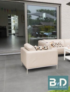Ceramica 90x90x3 cm Concrete Medium Grey Keramische tuintegels
