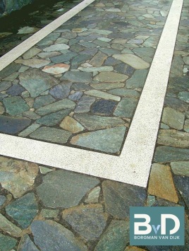 Karystos Green Flagstones formaat 2.5-4cm dik Terrastegels Borgman van Dijk