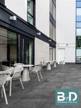 Ceramica 90x90x3 cm Concrete Look Anthracite keramische tegels voor oprit en terrasvoor 