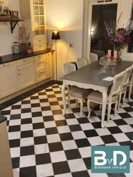 Zwart Wit Marmer 30x30x1,2 cm