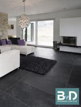 Mustang Leisteen 60x90 cm Black Slate vloertegels zitkamer