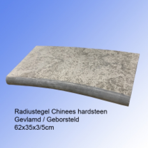Radiustegel Chinees Hardsteen gevlamd / geborsteld 62x35x3/5 cm