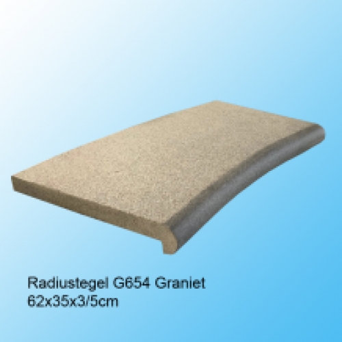Radiustegel Impala G654 Graniet 62x35x3/5 cm
