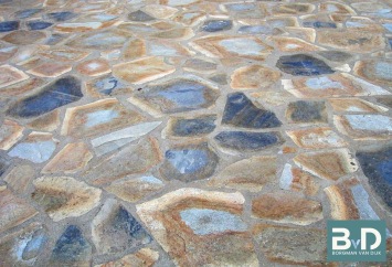 Yellow Shards Kwartsiet Flagstones vijver