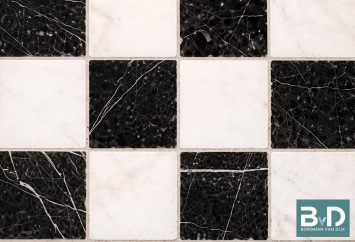 Toros Zwart / Wit  Marmer mix 20x20x1 cm