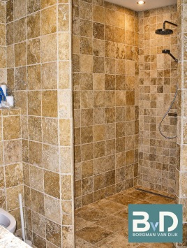 Travertin Noce 10x10x1 cm Anticato wandtegels voor badkamer