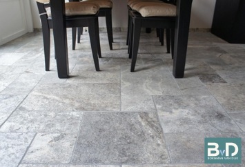 Travertin Silver Getrommeld Romaans Verband 1,2 cm dik