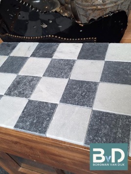 Zwart Wit Marmer 10x10x1,2 cm