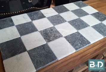 Zwart Wit Marmer 10x10x1,2 cm