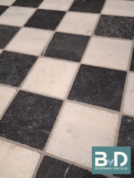 Zwart Wit Marmer 10x10x1,2 cm