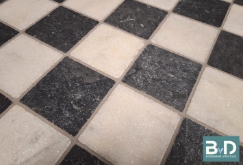 Zwart Wit Marmer 10x10x1,2 cm