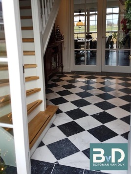 Zwart Wit Marmer 40x40x1,2 cm