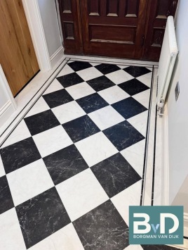 Zwart Wit Marmer 40x40x1,2 cm