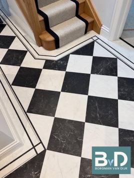 Zwart Wit Marmer 40x40x1,2 cm